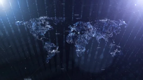 Digital 2d world map with artistic cyberspace network Stock Footage 324194740