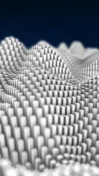 Digital 3D abstract landscape of white cubic blocks forming futuristic wave s Stock Illustration