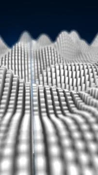 Digital 3D abstract landscape of white cubic blocks forming futuristic wave s Stock Illustration