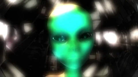 Digital 3D Animation of an Alien Head Stock Footage 77547865