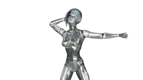 Digital 3D Animation of a dancing female Cyborg Stock Footage 77956824