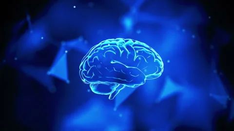 Digital 3D brain rhythmic rotation on technological background, blue colors Stock Footage 317661706