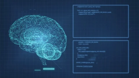 Digital 3D brain scan spinning with hologram style background 01 Video stock 106484061