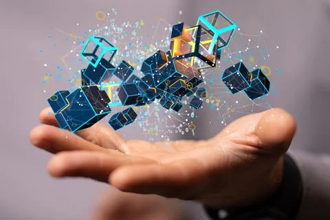 Digital 3d concept of data cloud computing Stock Photos