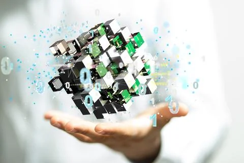 Digital 3D concept of data cloud storage network 写真素材