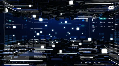 Digital 3D Cubic Futuristic Element HUD Realistic Display Stock Footage 155111176