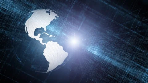 Digital 3d earth planet on shiny motion cyberspace network Stock Footage 320497756