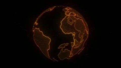 Digital 3D Earth Rotation Loop Video Stock Footage 303221630