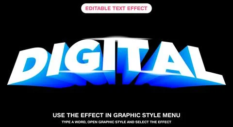 Digital 3d editable text style Stock Illustration