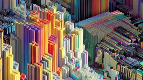 Digital 3D glitch effect with vibrant distortion, abstract pixel noise Video stock 314649033