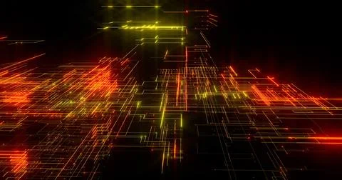 Digital 3d glowing grid abstract background network perspective motion graphic Stock Illustration