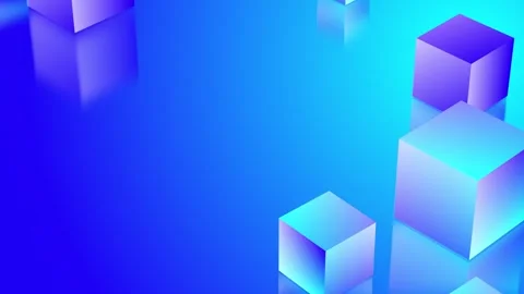 Digital 3D graphic featuring cubes with a blue gradient and holographic effe Stock Footage 321000807