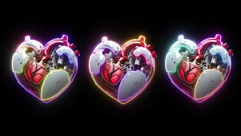 Digital 3d Heart Animation On Black Background. 스톡 동영상 284614083