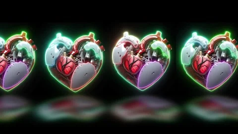 Digital 3d High Tech Heart Animation. Futuristic 3d Heart Rhythm 스톡 동영상 284618229