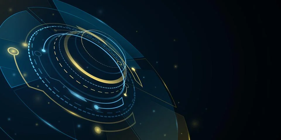 Digital 3d HUD GUI UI with light effects. Futuristic, sci fi elements for use Stock Illustration