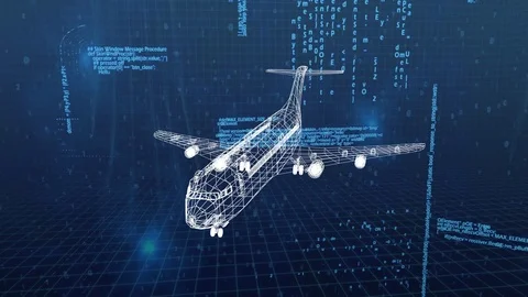 Digital 3D model of an aeroplane Stockbeeldmateriaal 111404055