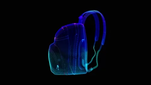 Digital 3d model Backpack. The concept of virtual Design Art Stock Footage 220771291