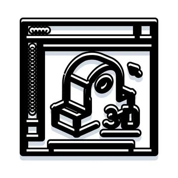 Digital 3d modeling and engineering design software application concept Stockillustratie