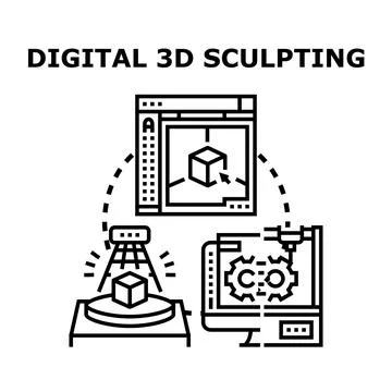 Digital 3d modeling, scanning, and printing process イラスト素材