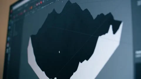 Digital 3D mountain details on computer screen Stock Footage 315194646