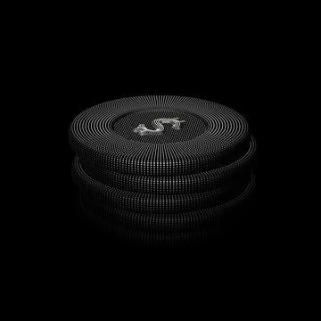 Digital 3D poker chips stack on black background. Stock Illustration