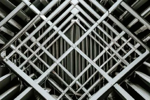 Digital 3D render of an abstract building facade with structural details Ilustración de archivo