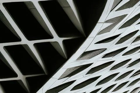 Digital 3D render of an abstract building facade with structural details Ilustración de archivo