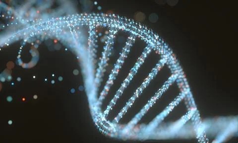Digital 3D render of a glowing DNA double helix Stock Illustration