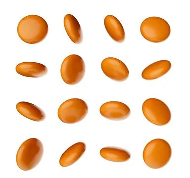 Digital 3D render of orange decorative candy drops isolated on a white backgroun イラスト素材