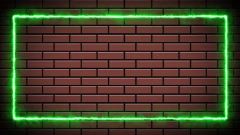 Digital 3d rendering abstract retro-style neon sign on a brick wall. Rectangu Stock Illustration