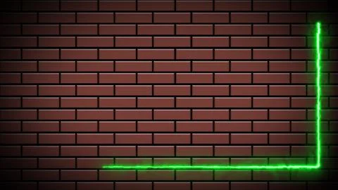 Digital 3d rendering abstract retro-style neon sign on a brick wall. Rectangu Illustrazione stock