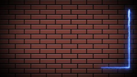 Digital 3d rendering abstract retro-style neon sign on a brick wall. Rectangu Stock Illustration
