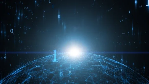 Digital 3d sphere with binary numbers animation background Stock Footage 122878537