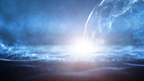 Digital 3d sphere cyber space waves animation Stock Footage 337190238