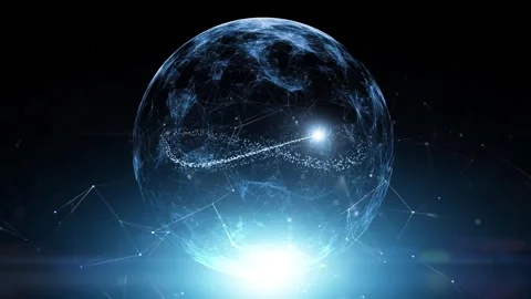 Digital 3d sphere with infinity sign loop animation Stock Footage 340238093