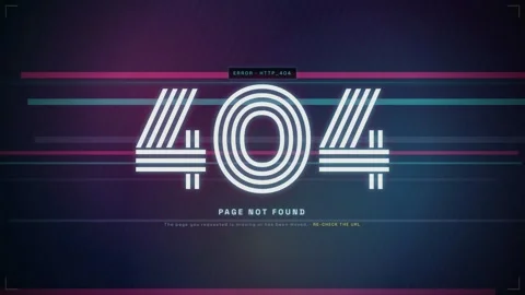Digital 404 Page Not Found Error Message with Glitch Effects on Dark Blue Stock Footage 345751717