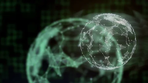 Digital 4k video of 3d rendered globe with surface in plexus connection inside Stock Footage 121935690