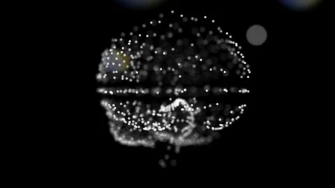 Digital 4k video of brain floating in space and different abstract particles Vídeo Stock 121796421