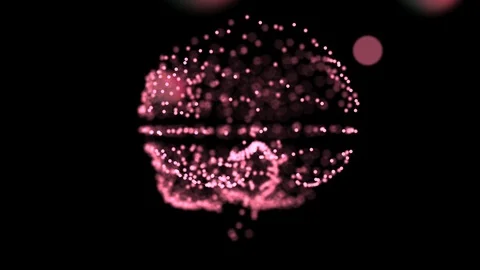 Digital 4k video of brain floating in space and different abstract particles Stock Footage 121806906