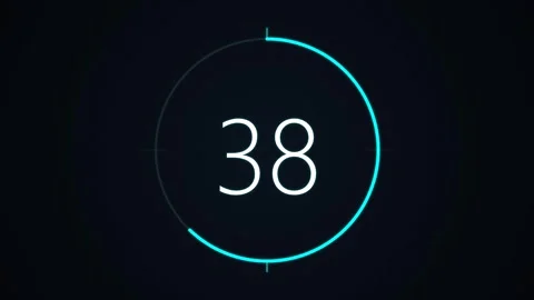 Digital 60 Countdown Timer Motion Graphic with Glowing Circle Video stock 341674360