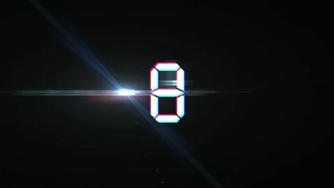 Digital 7-Segment Number Eight with Lens Flare on Black Background 스톡 동영상 334716422