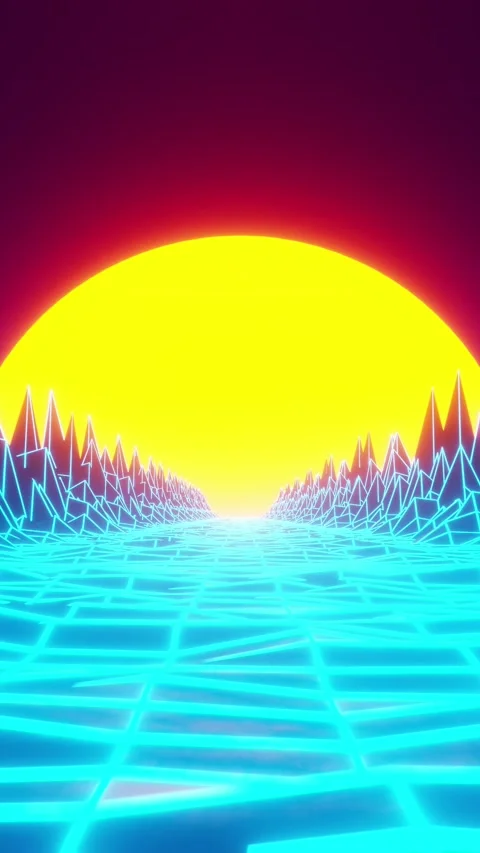 Digital 80s abstract 3D animation background. Vertical looped video Stock Footage 226369097