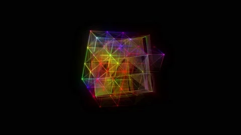 Digital abstract 3d colorful cubes connected animation. Stock Footage 229977886