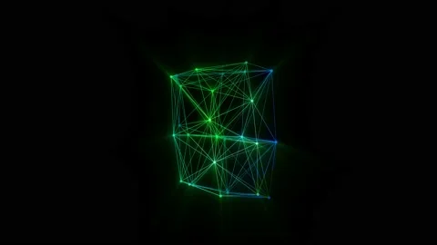 Digital abstract 3d colorful cubes connected animation. Stock Footage 235570354