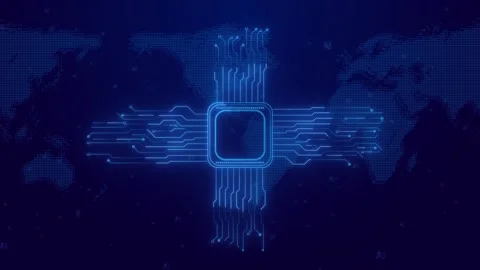 Digital Abstract AI circuit board background. Technology connected blue lines Stock Footage 295182528