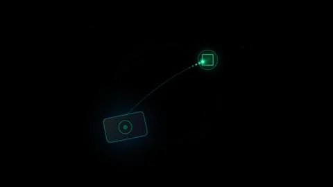Digital abstract animation showing data transfer between two nodes on dark .. Stock Footage 345277102