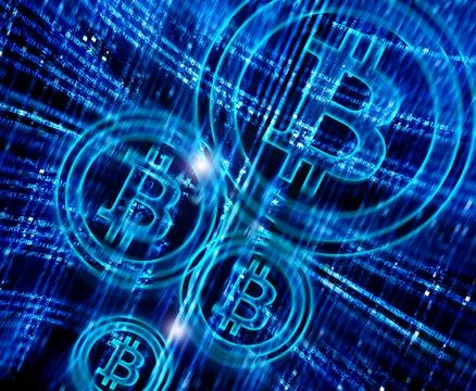 Digital abstract background with bitcoin symbol Stock Illustration