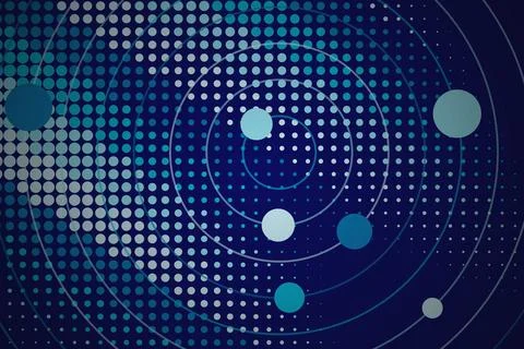 Digital abstract background with blue circles and dots Stock Illustration