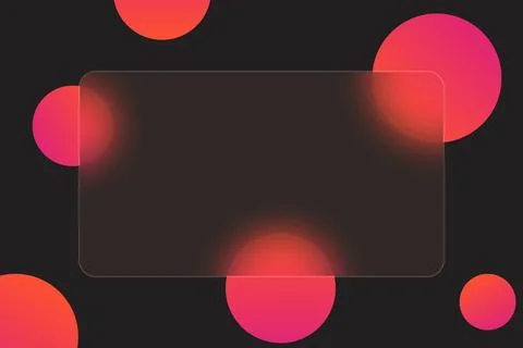 Digital abstract background of bright neon circles with glass morphism Illustrazione stock
