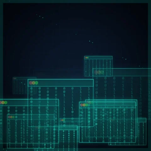 Digital Abstract Background with Glowing Binary Code and Data Streams Видео 347261265